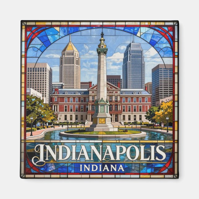 Indianapolis Monument Cityscape 🏁 Magnet (Framsidan)