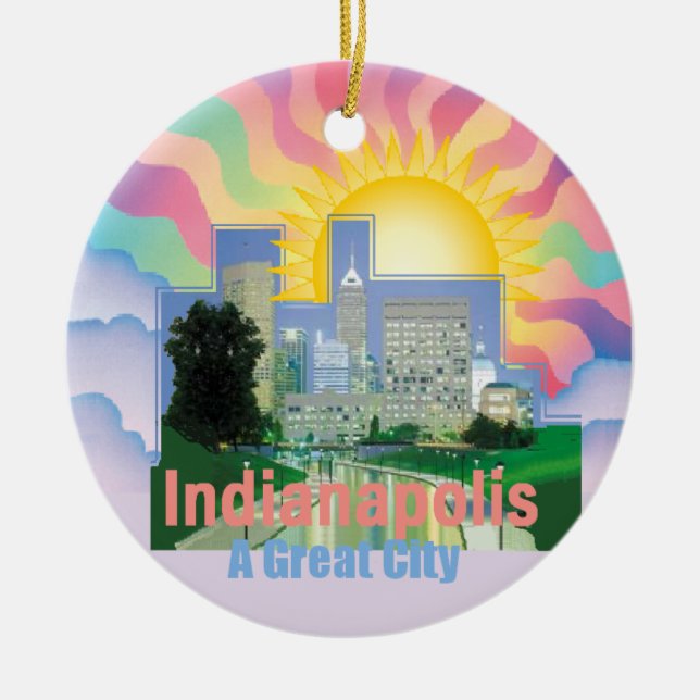 INDIANAPOLIS prydnad Julgransprydnad Keramik (Framsidan)