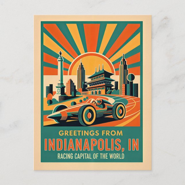Indianapolis Racing Huvudstaden Retro Vykort (Framsida)