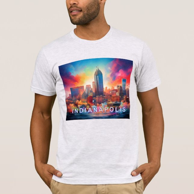 Indianapolis Skyline Graffiti Art T Shirt (Framsida)