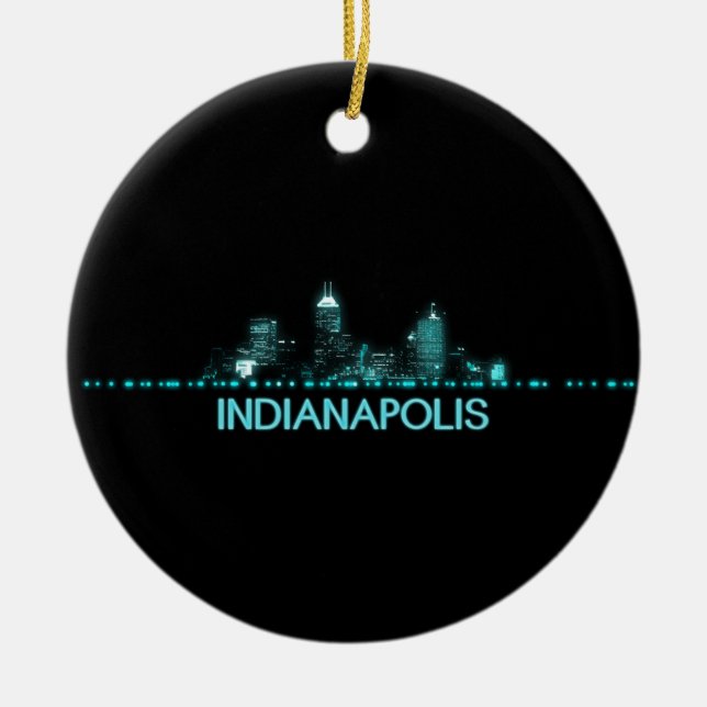 Indianapolis Skyline Julgransprydnad Keramik (Framsidan)