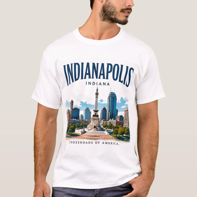 Indianapolis Skyline Spirit T Shirt (Framsida)