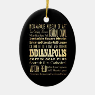 Indianapolis stad av Indiana statlig Julgransprydnad Keramik