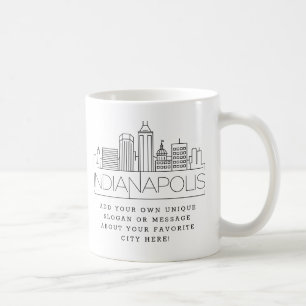 Indianapolis Stylized Skyline Anpassningsbar Slo Kaffemugg