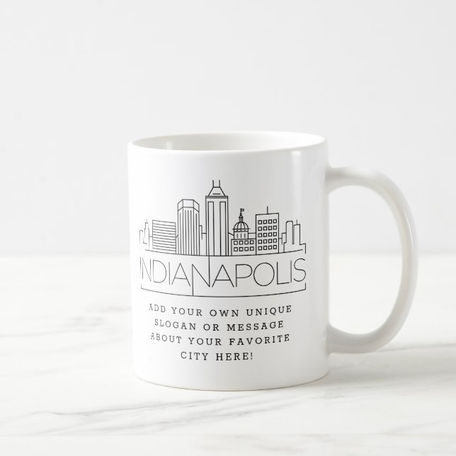 Indianapolis Stylized Skyline | Anpassningsbar Slo Kaffemugg (Höger)