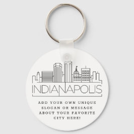 Indianapolis Stylized Skyline | Anpassningsbar Slo Nyckelring