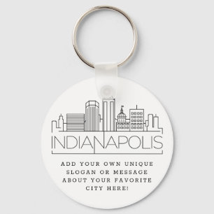 Indianapolis Stylized Skyline   Anpassningsbar Slo Nyckelring