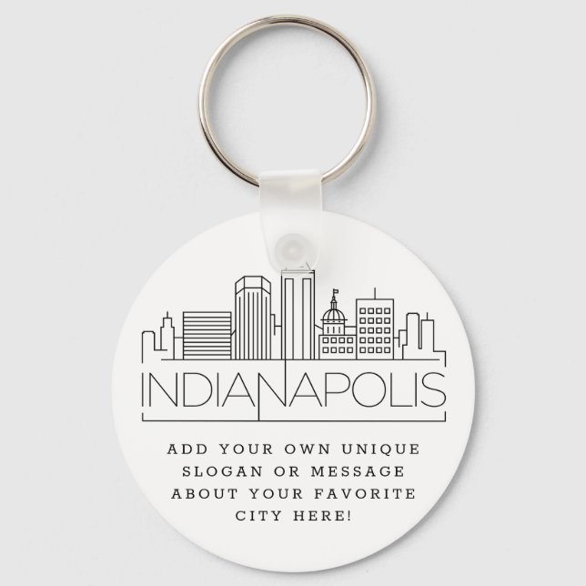 Indianapolis Stylized Skyline | Anpassningsbar Slo Nyckelring (Framsida)