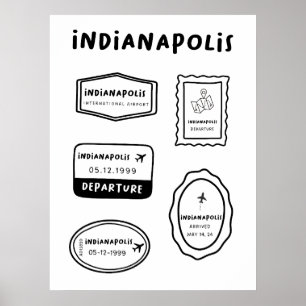 Indianapolis - Travel Frimärke Collection Poster