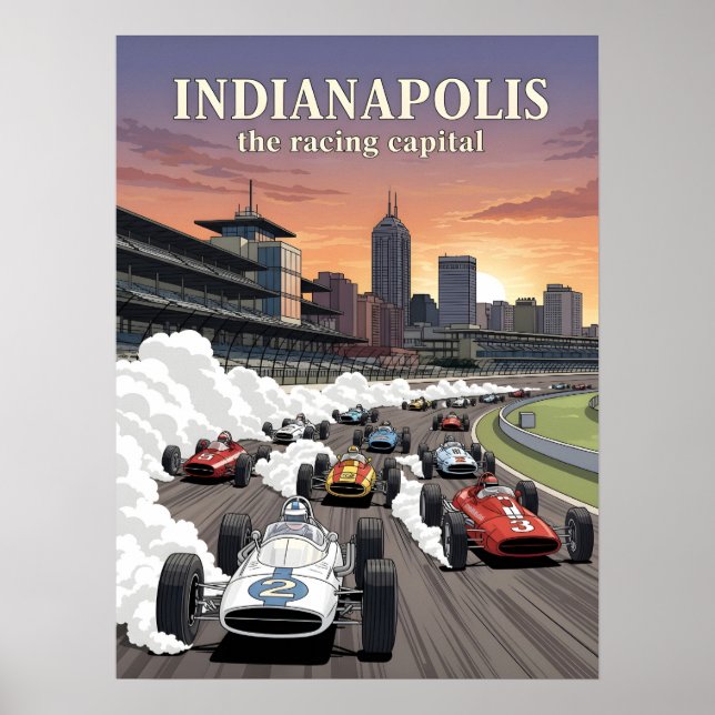 Indianapolis, världens tävla huvudstad poster (Framsidan)