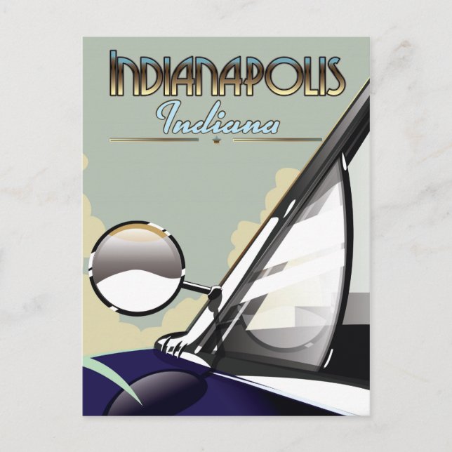 Indianapolis vintage bil resa affisch vykort (Framsida)