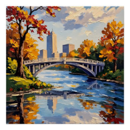 Indianapolis White Bridge Over the White River Perfect Poster