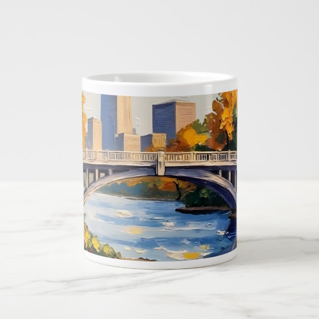 Indianapolis White Bridge över White River  Jumbo Mugg (Framsidan)