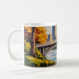 Indianapolis White Bridge över White River Kaffemugg
