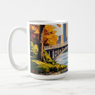 Indianapolis White Bridge över White River Kaffemugg