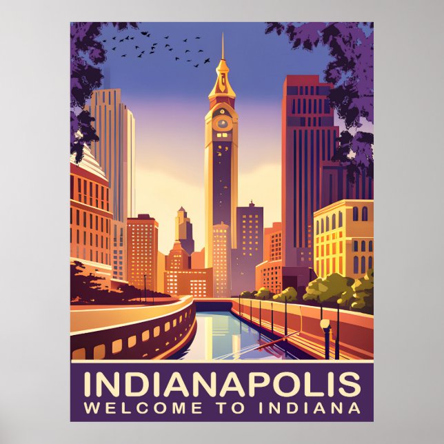 Indianapolis, White River and Canal, Travel Poster (Framsidan)