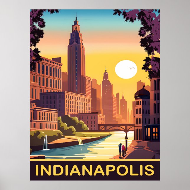 Indianapolis, White River, Indiana delstat, Resa Poster (Framsidan)