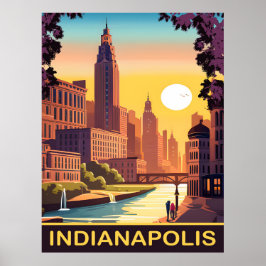 Indianapolis, White River, Indiana State, Travel Poster