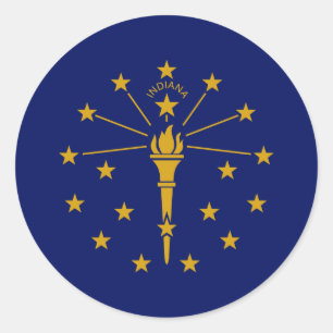 Indianas delstatsflagga runt klistermärke