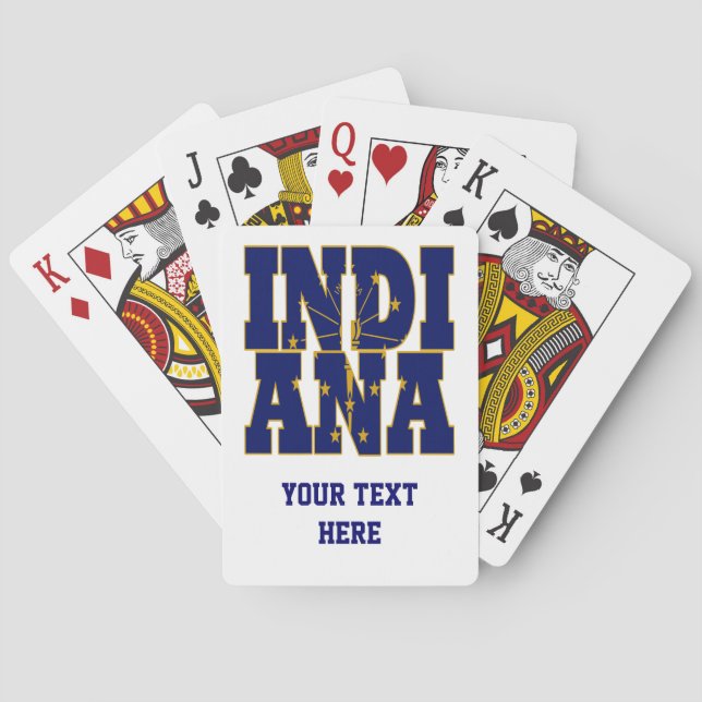 Indianas delstatsflagga text kortlek (Baksidan)
