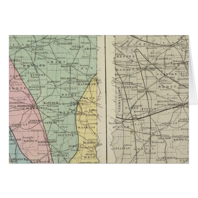 Indianas geologiska karta hälsningskort (Framsidan Horizontal)