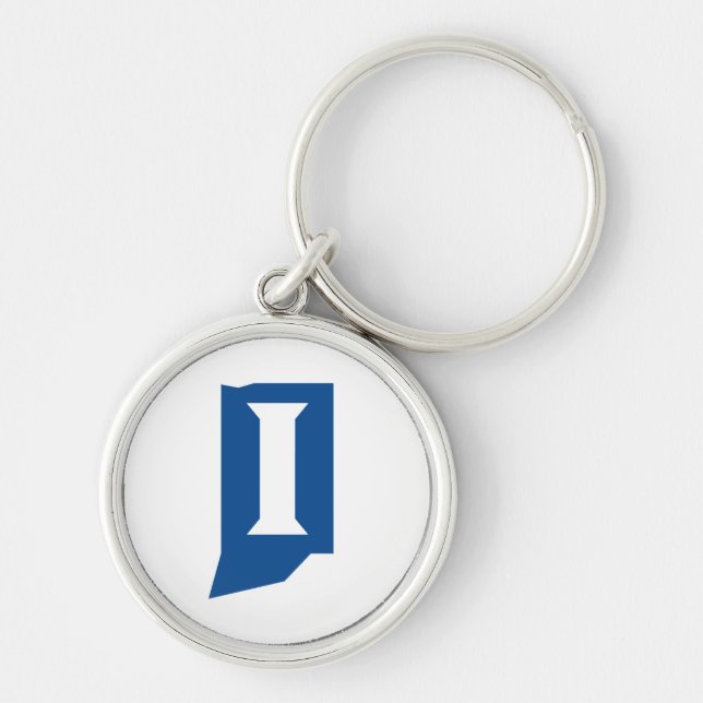 Indianas statsuniversitet rund silverfärgad nyckelring (Framsidan)