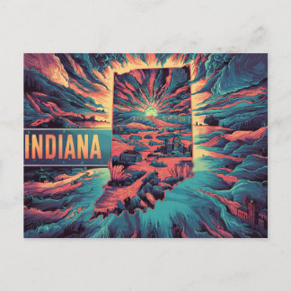 Indianas vibrant underfrågar Conceptual State Kart Vykort