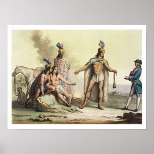 Indianer i Patagonien, Chile, hälsning a European Poster