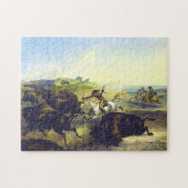 Indianer Jakt på Bison Karl Bodmer 1839 Pussel