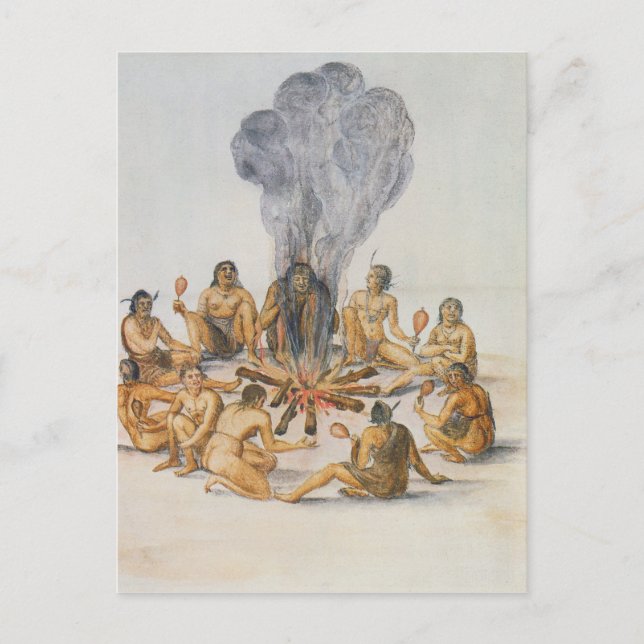 Indianer runt en brand vykort (Framsida)