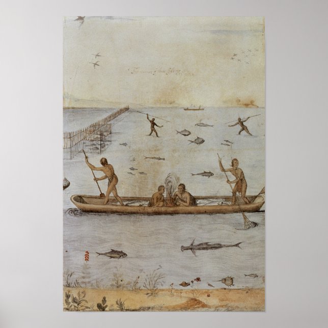 Indianer som fiskar poster (Framsidan)