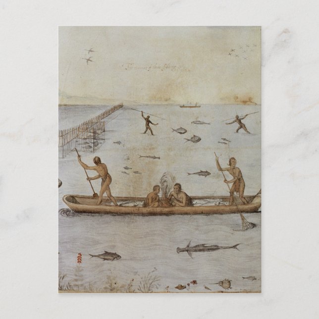 Indianer som fiskar vykort (Framsida)