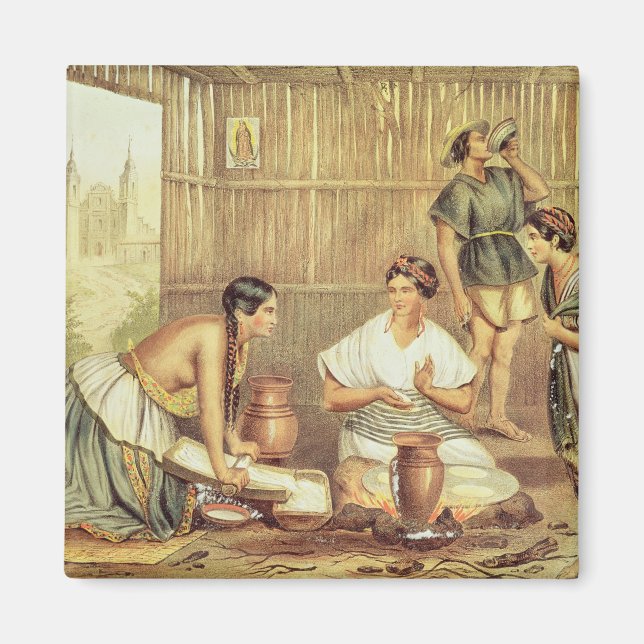 Indianer som förbereder Tortillas Magnet (Framsidan)