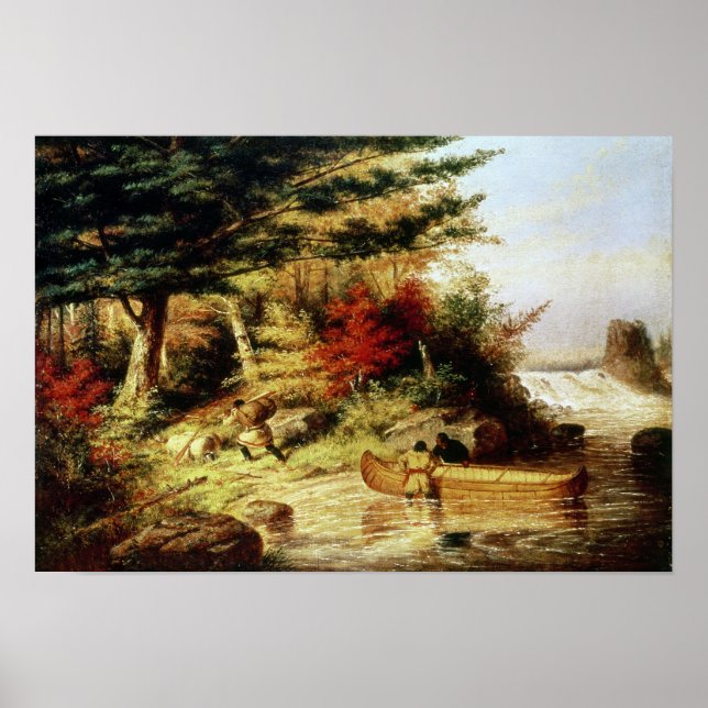 Indianer transporterar päls via Kanada Poster (Framsidan)