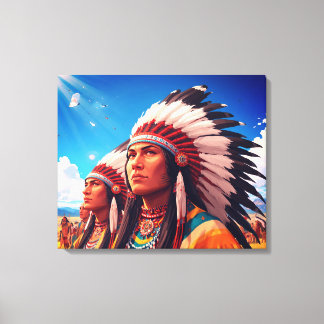 Indianer under den ljusa solväggen canvastryck