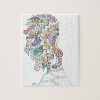 Indianflicka huvudbonad pussel