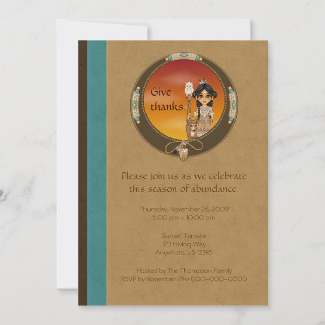 Indianflicka Inbjudningar (Framsida)