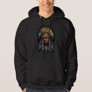 Indianheaddress traditionell för amerikanska urinv hoodie