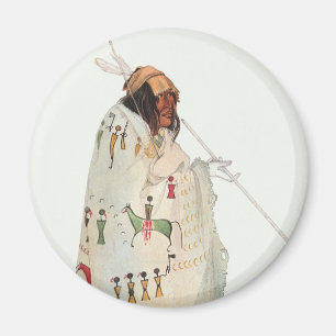 Indiankrigare med pipa Porträtt av Karl Bodmer Magnet