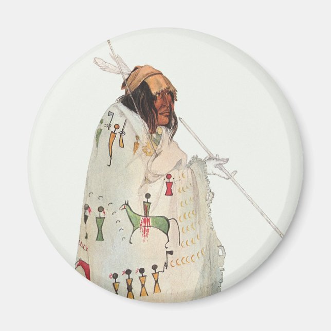 Indiankrigare med pipa Porträtt av Karl Bodmer Magnet (Framsidan)