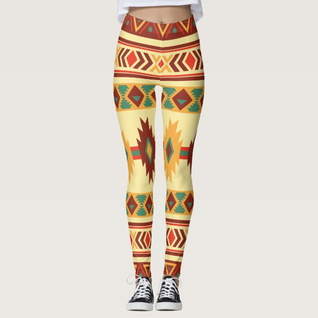 Indianmönster: Solig jord tonar Leggings (Framsida)