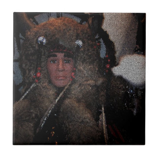 Indianmosaik av manen och sköldpaddan kakelplatta