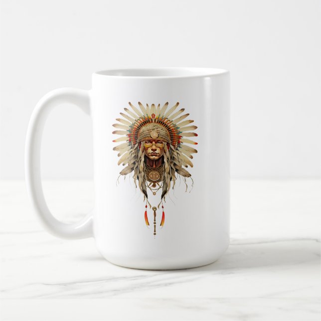 Indianreservat för uramerikaner fjäder stam kaffemugg (Vänster)