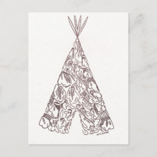 INDIANS - TEPEE - tillverkad av små inhemska ameri Vykort