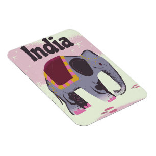 Indiansk elefant vintage respostertryck. magnet