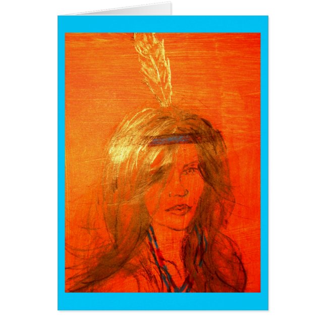 indiansk flicka hälsningskort (Framsidan)