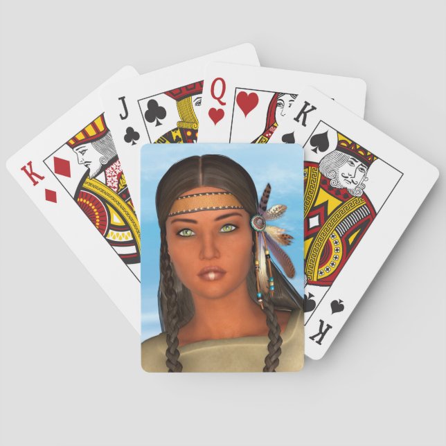 Indiansk flicka spel kort (Baksidan)