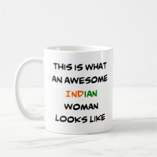indiansk kvinna, fantastisk kaffemugg