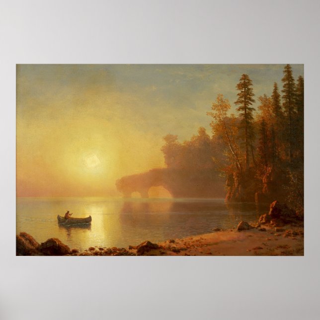 Indianska kanot av Albert Bierstadt Poster (Framsidan)