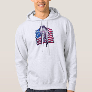 Indianskalle och Hooded tröja för flagga Hoodie